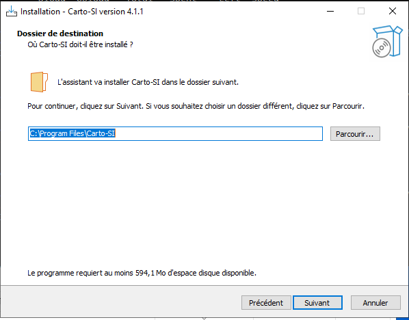 Définition du dossier d'installation